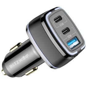   BlitzWolf® BW-BC4 – 115 W Leistung, 3-Port 65W/ 20W/ 30W USB PD Auto-Schnellladegerät