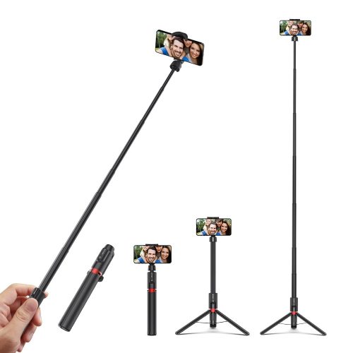 Selfie stick, tripod + zusätzliche Länge - BlitzWolf® BW-BS10 Plus 1300 mm lang, mit ausziehbarem Ständer, verdeckten Beinen und abnehmbarer Fernbedienung