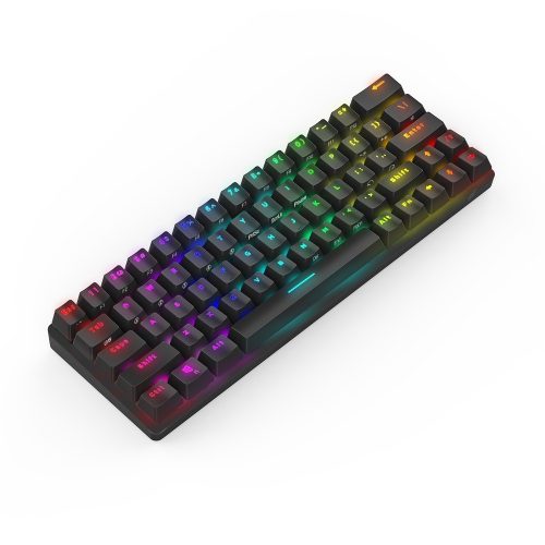 BlitzWolf BW-KB1 Gamer-Tastatur - Mechanische Tasten, RGB-LED-Beleuchtung, kabelgebunden und kabellos, IPX4 - Schwarz