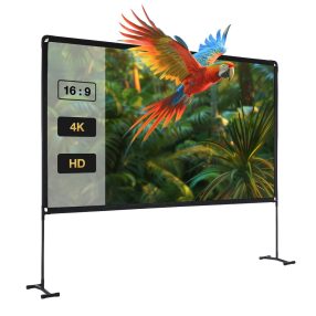   BlitzWolf® BW-VS9 -120 Zoll Projektionsleinwand mit stabilem Standfuß. 4K-Auflösung 16:9, faltbar, knitterfrei, einfache Installation