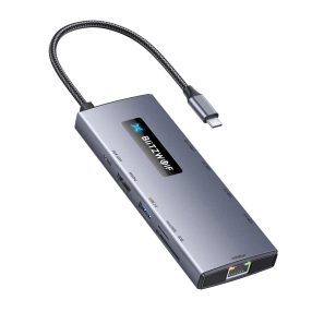   BlitzWolf BW-NEW-TH8 USB-Hub 10 in 1: 1x HDMI 4K@60HZ, 5x USB 3.0, 1x RJ45, Power Delivery: 100W, SD/TF-Kartenleser