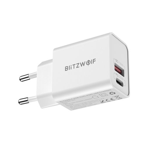 BlitzWolf® BW-S20 20W USB-Schnellladegerät -2 Ports (QC3.0 + PD3.0) USB-Schnellladegerät - Schnellladung, mehrschichtiger Schutz