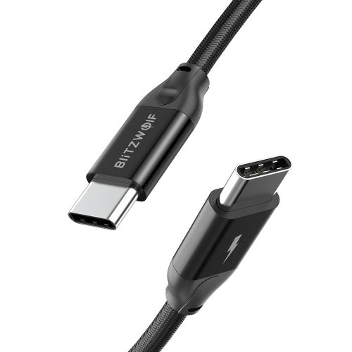 Blitzwolf BW-HDC3 Gen 2 USB C to USB C Kabel – 1 Meter, 10 Gb/s, 100 W PD-Ladung, 4K @ 60 Hz Video, Kevlar-Abdeckung – schwarz