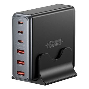   ESSAGER® DK-3C3A-85W - 85-Watt-USB-Schnellladegerät – 6 Anschlüsse (3x USB-C + 3x USB-A) für Android, Apple und Windows