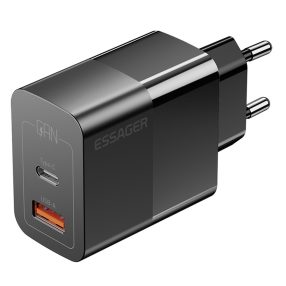   ESSAGER® ES-CD29 – 33-Watt-USB-Schnellladegerät – 2 Anschlüsse (1x USB-C + 1x USB-A) für Android, Apple und Windows