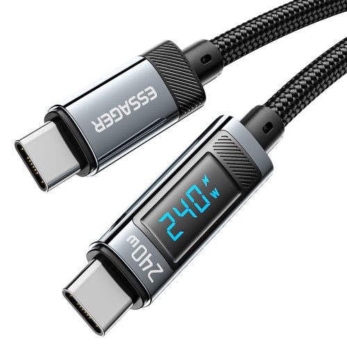 ESSAGER ES-X47 – 1 Meter langes Type-C - Type-C Kabel. Digitalanzeige, 240-W-Ladefunktion, Perlmuttstoffbezug