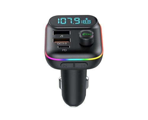 HiGi® - T70 Zigarettenanzünder FM-Transmitter & Auto-USB-Schnellladegerät: 1x USB Typ-C + 1x USB-A