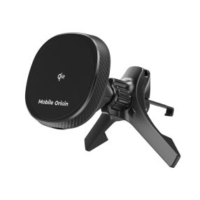   Mobile Origin® CA15 - 15W MagSafe kabelloses Autoladegerät + Telefonhalterung. Flaches Lüftergitter montierbar