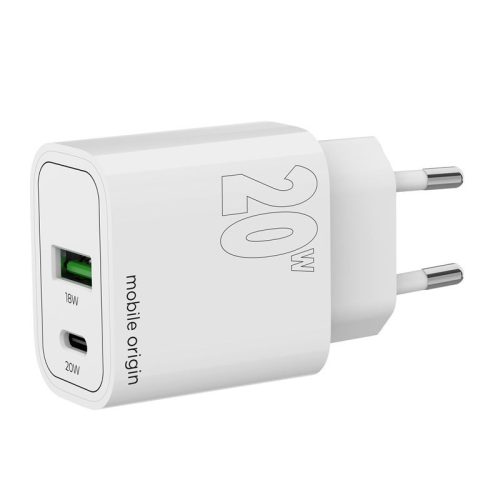 Mobile Origin® MO12 - PD20W GaN-Wandladegerät, 1xUSB-A + 1xUSB-C