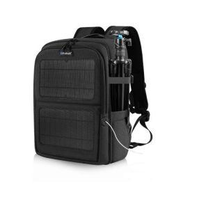   PULUZ Solar Power DSLR-Fotorucksack – 12W Ladeleistung, Fotozubehör + Laptop-Aufbewahrungsfächer, wasser- und kratzfestes Gewebe