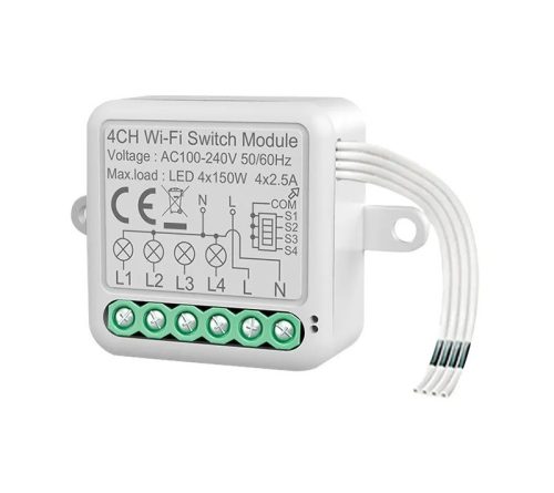 RSH® SB04 WiFi – 4-Wege-SMART-Schalter – Anwendungssteuerung, Timing, Sprachanweisungen. Amazon Echo, Google Home und IFTTT-Integration