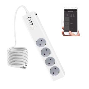   RSH® WT012-EU - SMARTe Steckdosenleiste: 4x separat steuerbare Steckdosen + 2x USB-Ladegerät. Überspannungsschutz