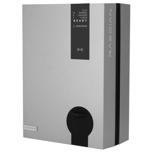 Raedian NEO 22kW AC-Wallbox – Wandladegerät für Elektroautos | DLM-Funk. | 22kW – 3x32A | App- und RFID | Ohne Kabel – silberfar