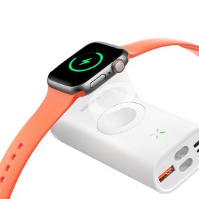   VEGER W1162S MagFan tragbarer Akku – 10000 mAh, integriertes Kabel und zum Laden der Apple Watch und aller QI-Geräte, weiß