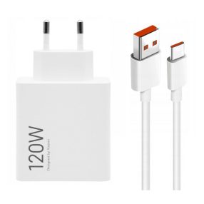   Xiaomi 120W Hypercharge Combo – 120-Watt-USB-Ladegerät (Type-A) + 1 Meter langes 120-Watt-Kabel – Weiß