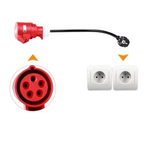   1-Phasen-auf-3-Phasen-Konverterkabel zum Laden von Elektroautos - 1-Phasen-Wandsteckdose 1 x 16 A (3,7 kW) auf 3 x 16 A (11 kW) Konverter