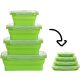 Zusammenklappbares, BPA-freies Silikon-Aufbewahrungsbox-Set für Lebensmittel – 4-teilig, zusammenklappbar – Grün
