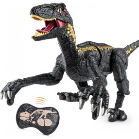   Dinosaurier-Spielzeug mit Fernbedienung - Licht- und Soundeffekte, Demo-Modus, 30cm Länge, lange Spielzeit - schwarz
