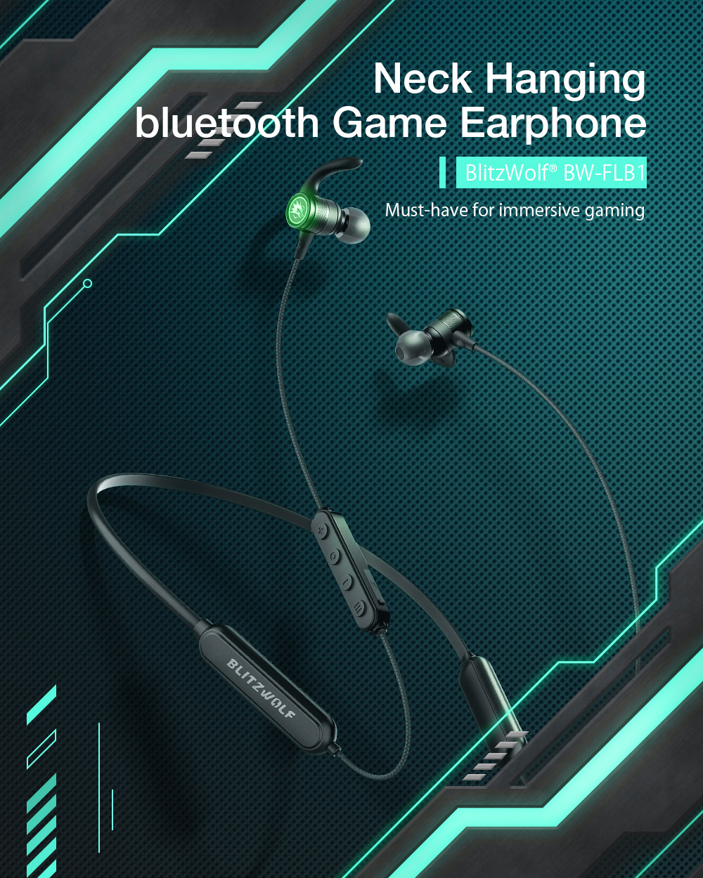 Blitzwolf BW-FLB1 - nyakba akasztható gamer fülhallgató