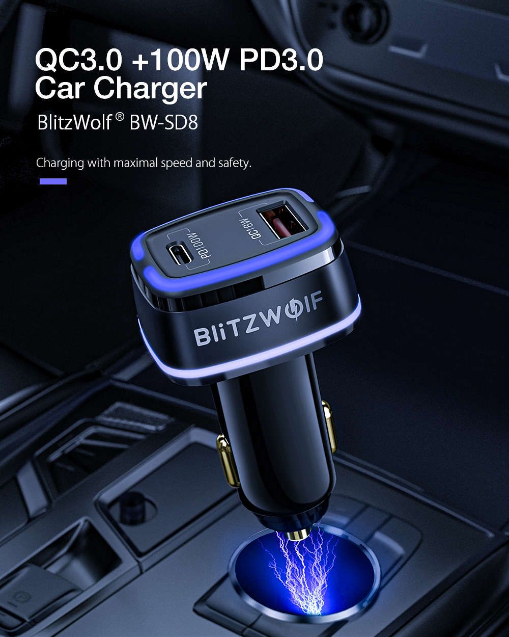 Blitzwolf BW-SD8 autós USB töltő